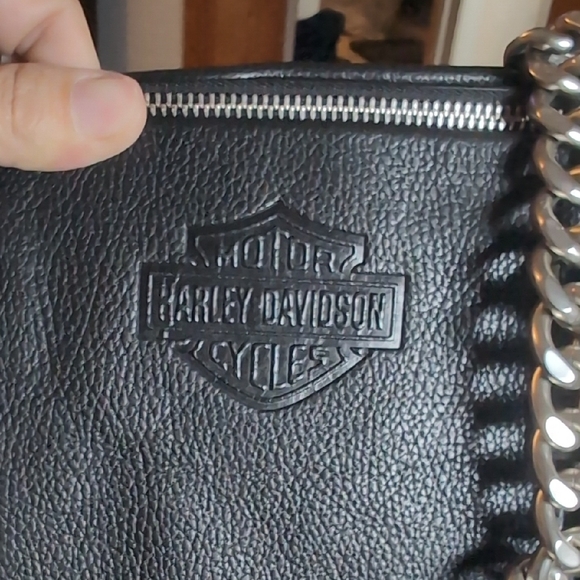 Harley-Davidson Black Tote with Silver Chain Straps - Picture 3 of 11